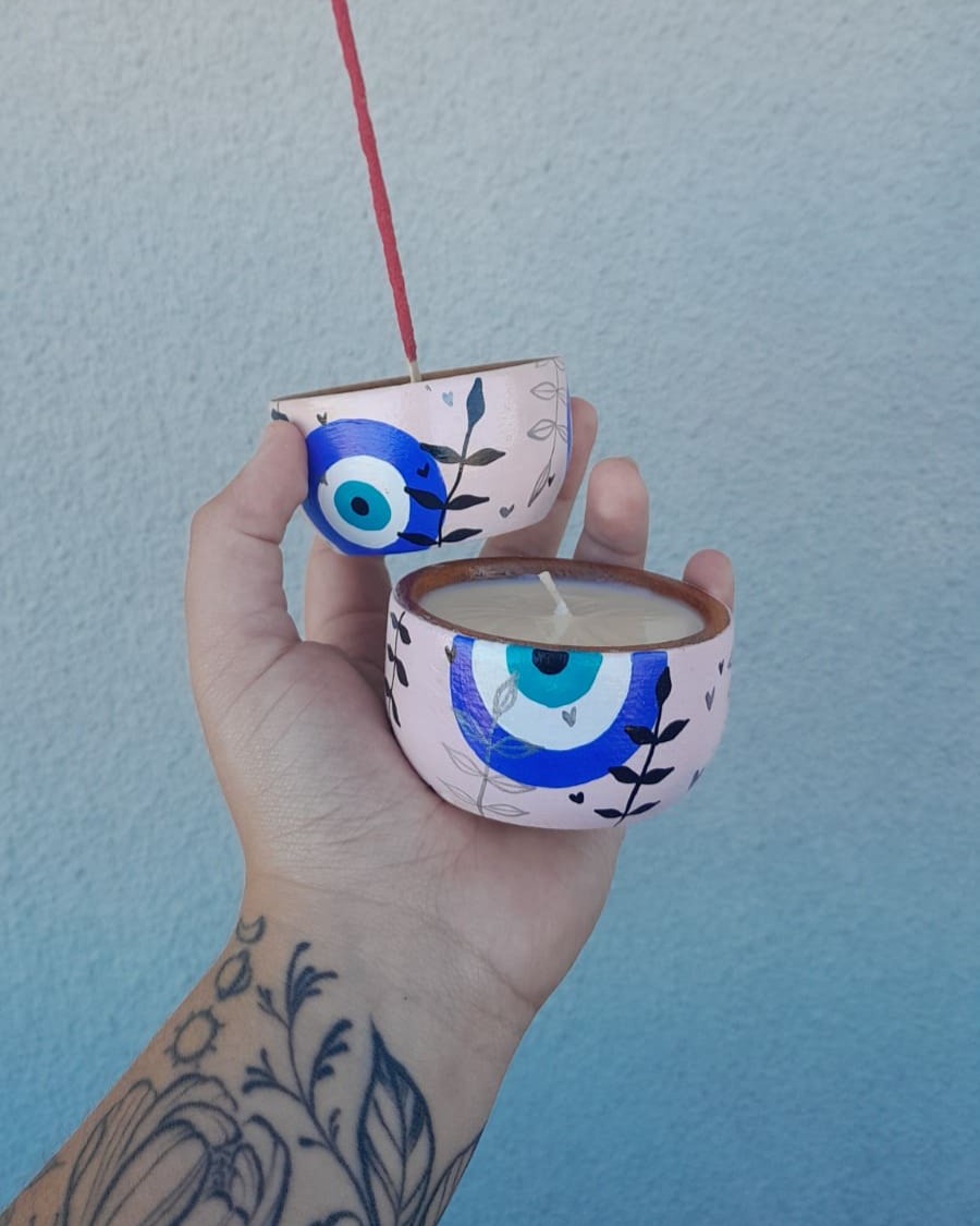 Vela y Porta sahumerio Ojo Turco