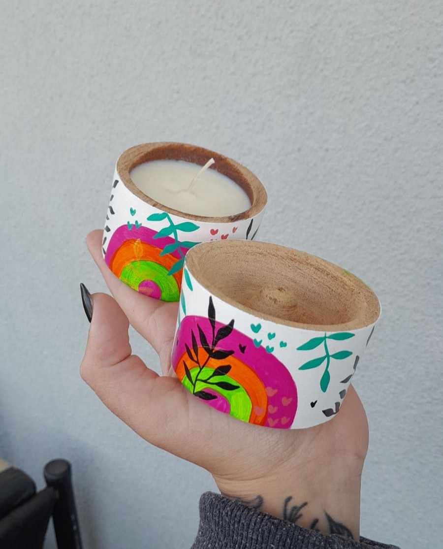 Vela y Porta sahumerio Arcoíris